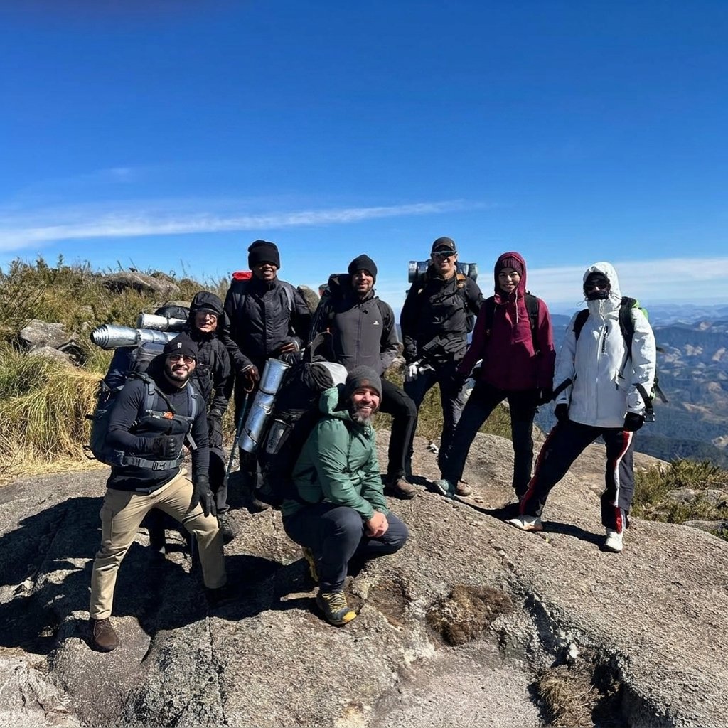 Grupo no topo do Pico do Marins